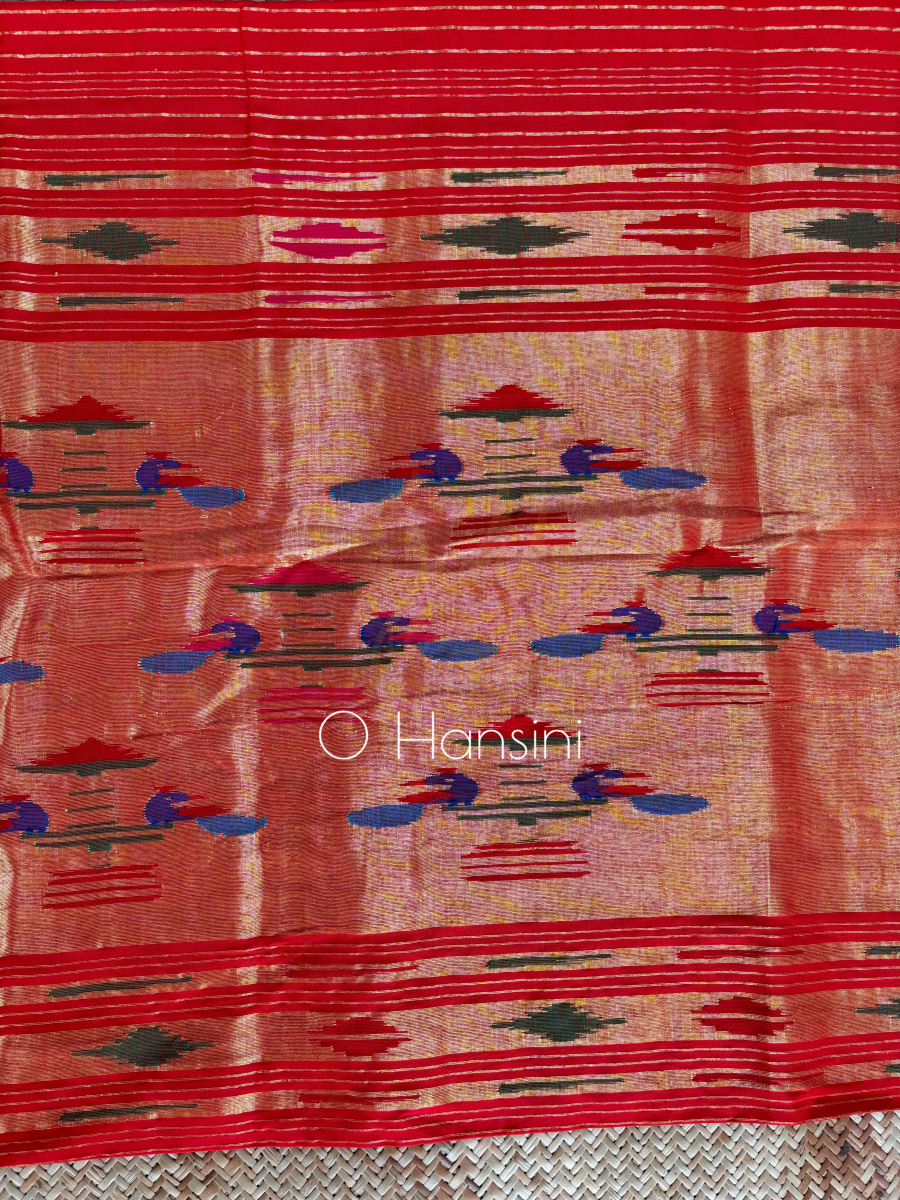 Handloom Cotton Paithani Saree with Traditional Pallu