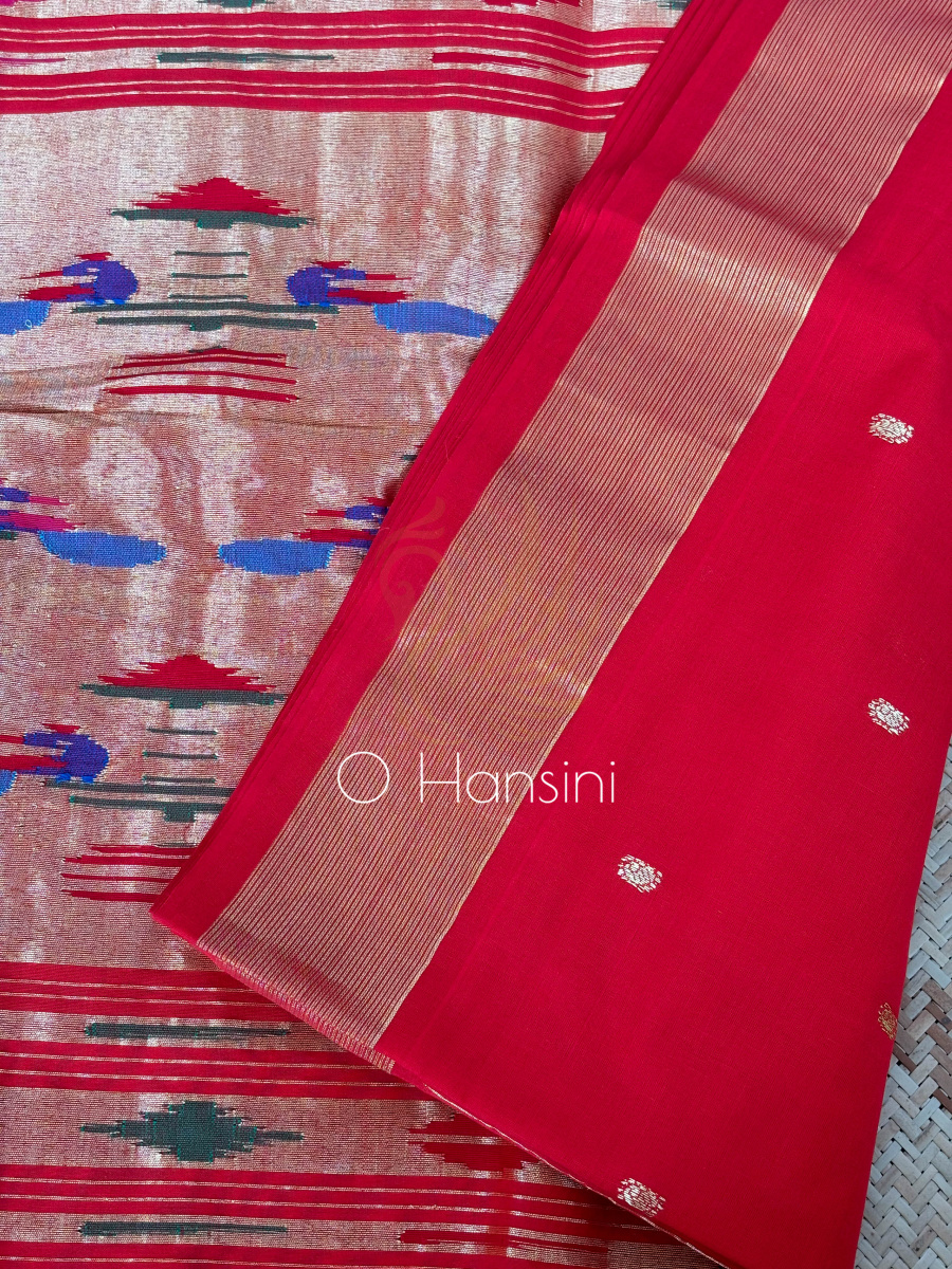 Handloom Cotton Paithani Saree with Traditional Pallu