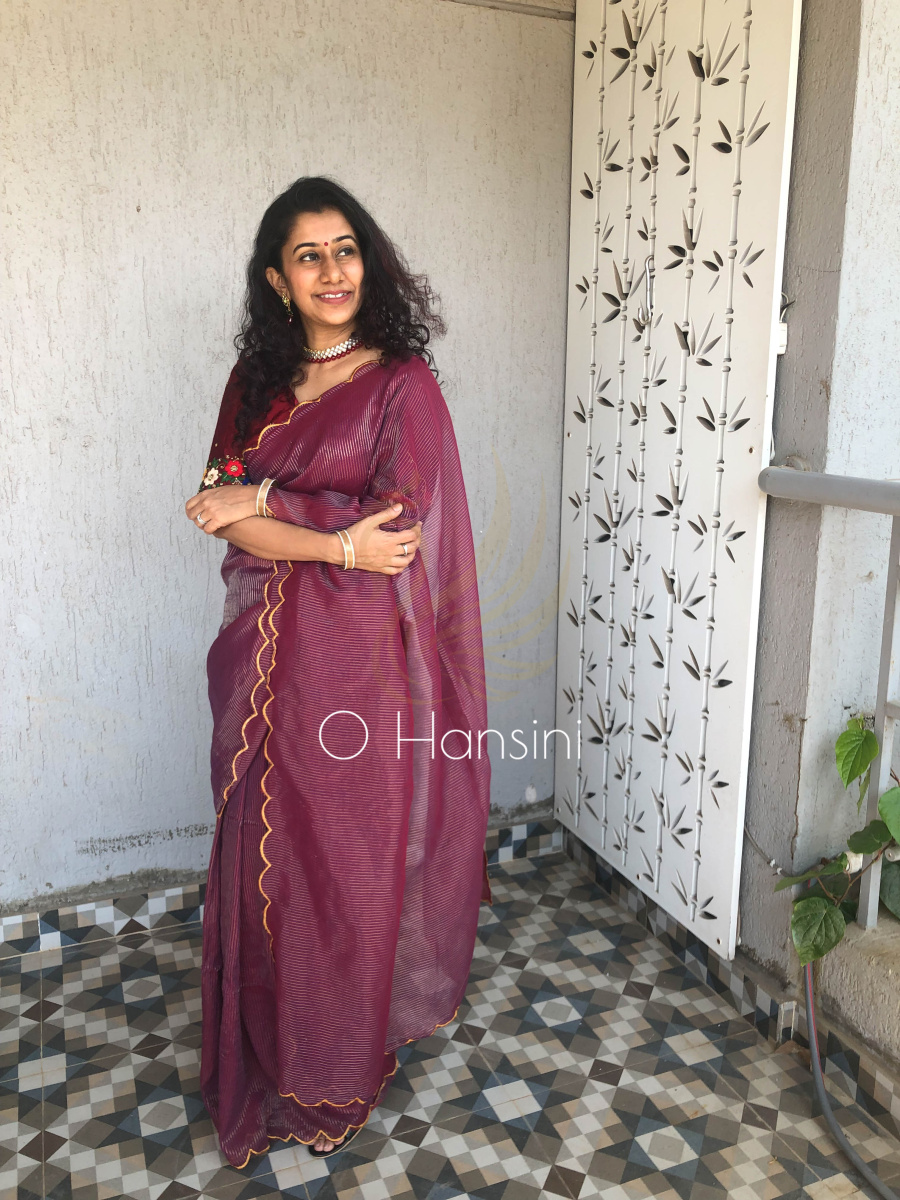 Zari Striped Mul Cotton Saree