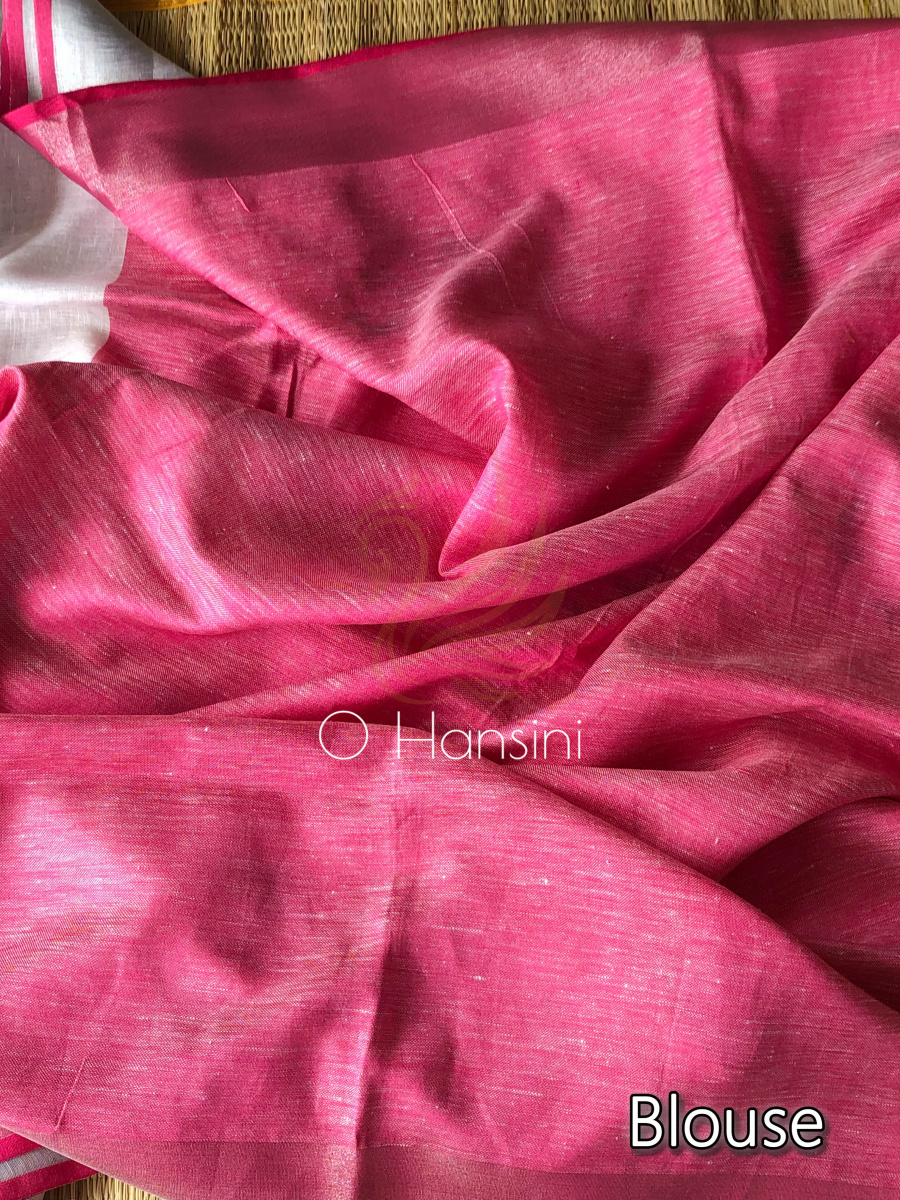 Embroidered Pure Linen Saree