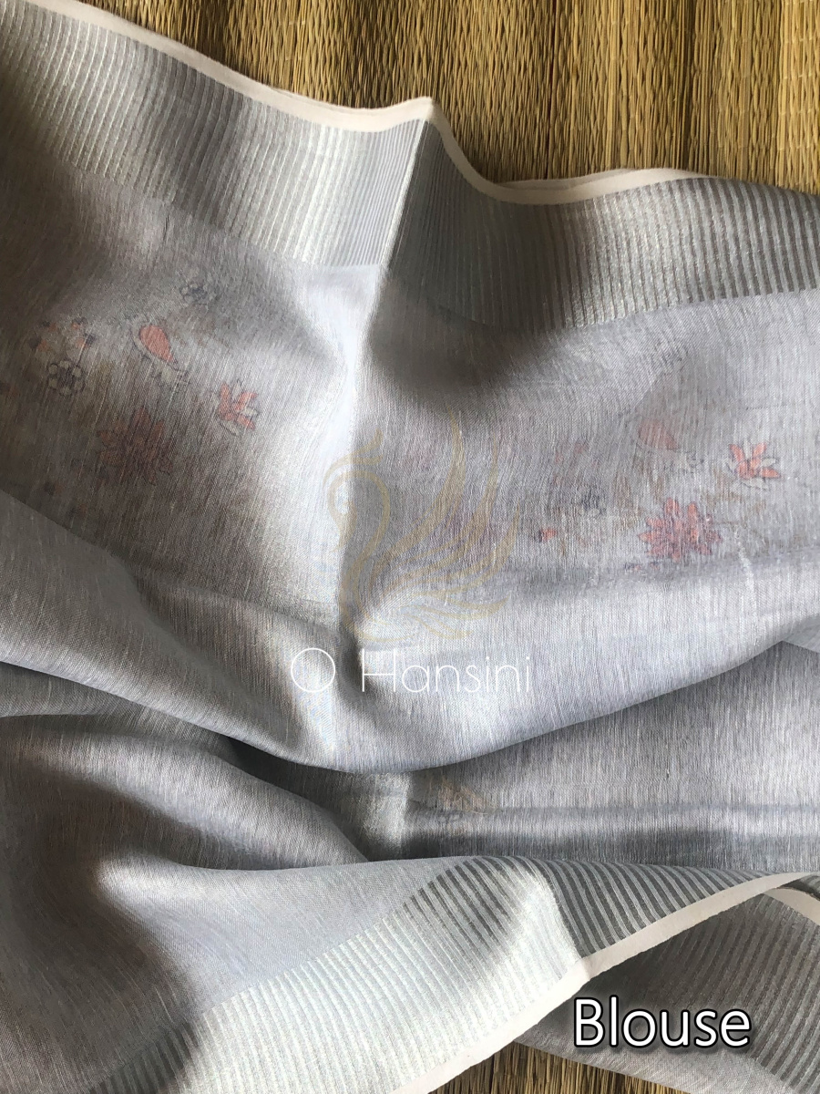 Embroidered Tissue Linen Saree