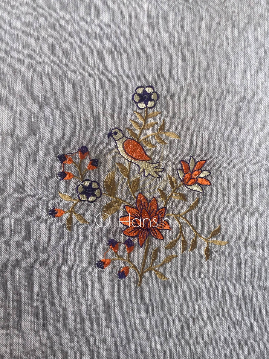 Embroidered Tissue Linen Saree