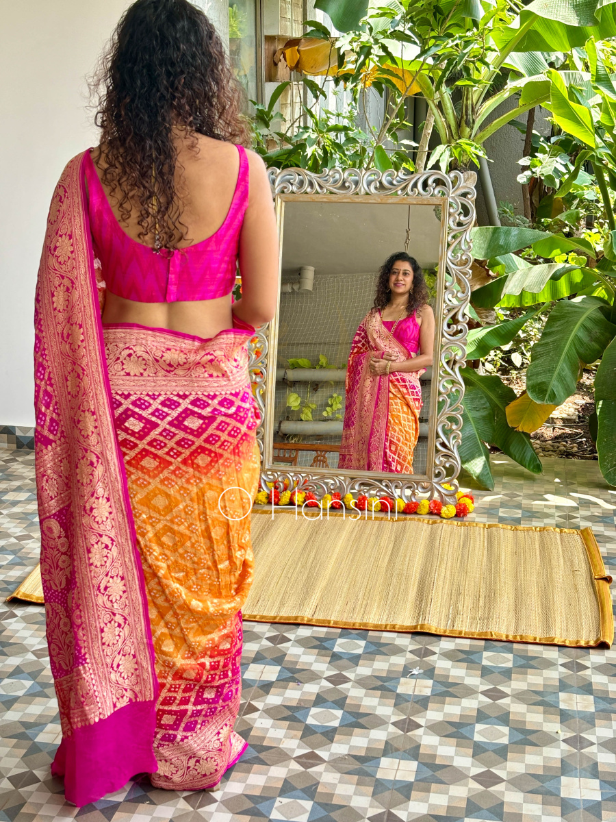 Banarasi Bandhej Pure Georgette Saree