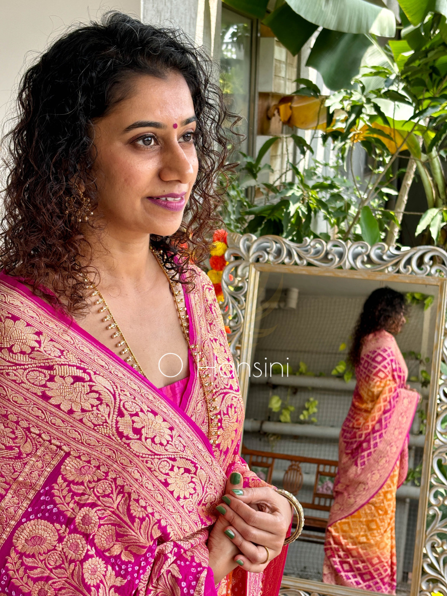 Banarasi Bandhej Pure Georgette Saree