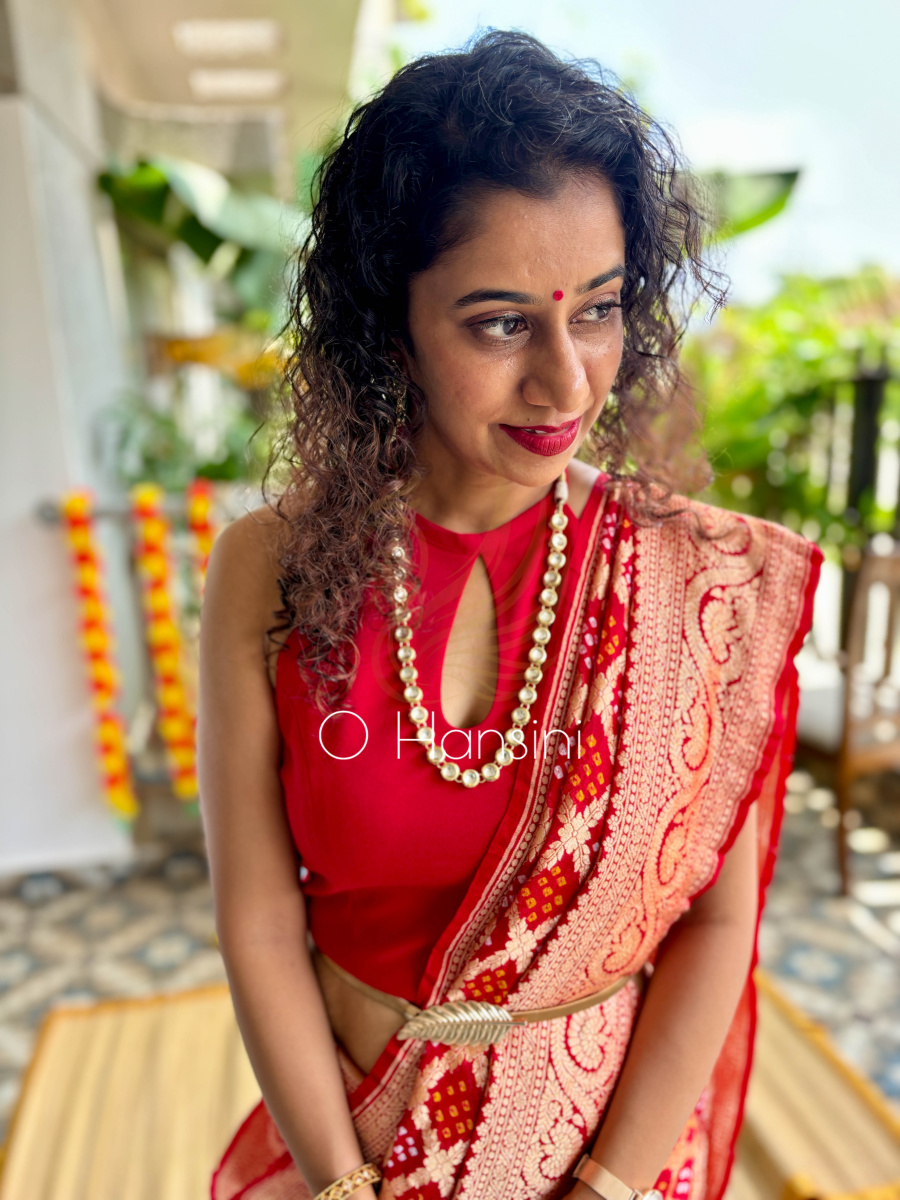 Banarasi Bandhej Pure Georgette Saree