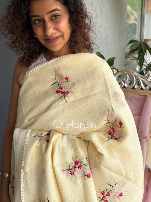 Embroidered Kota Doria Cotton Blend Saree