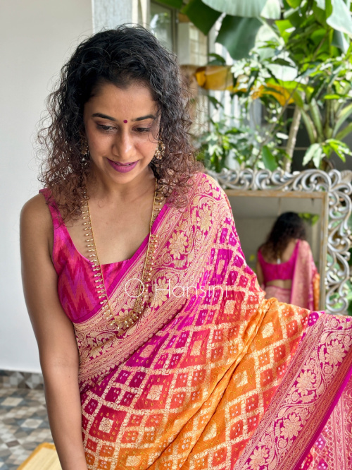 Banarasi Bandhej Pure Georgette Saree