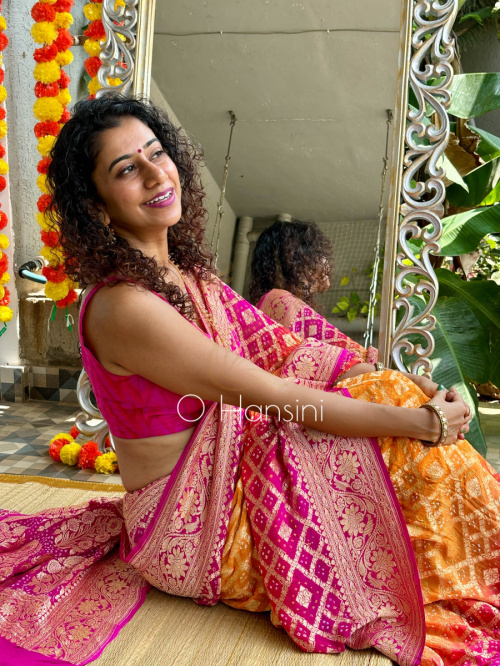 Banarasi Bandhej Pure Georgette Saree