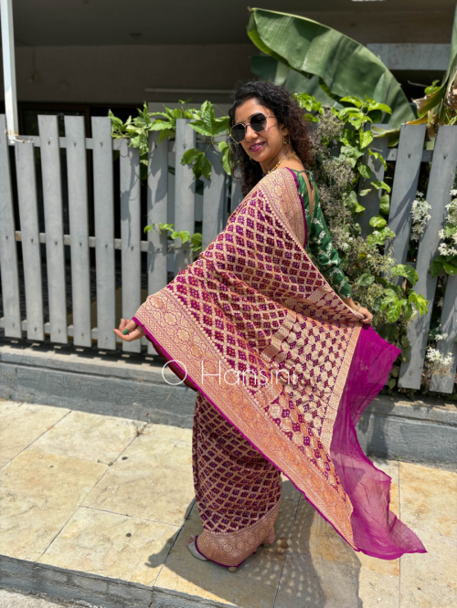 Banarasi Bandhej Pure Georgette Saree