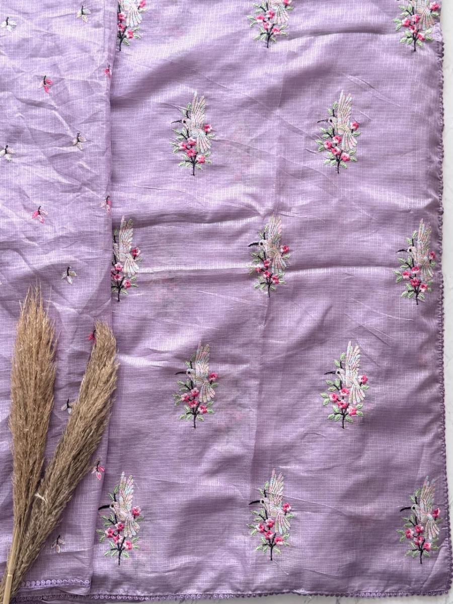 Embroidered Kota Doria Cotton Blend Saree